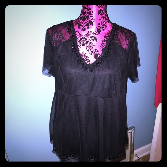 torrid Tops - Torrid beaded sheer top cross back size 0 12/14
